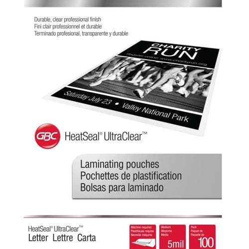 GBC Swingline 5mil UltraClear Letter Size Thermal Laminating Pouches 100pk - 3200654B Clearance Sale
