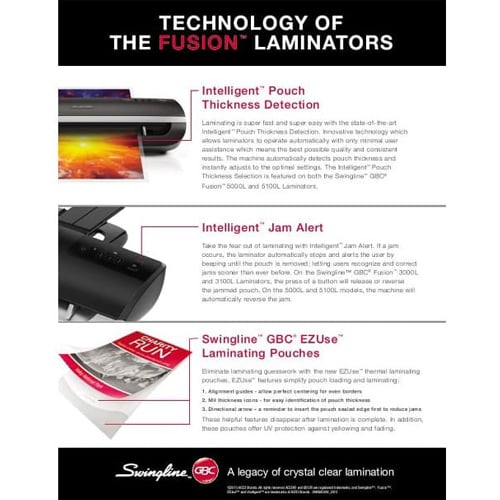 GBC Swingline EZUse 3mil Letter Size Speed Thermal Pouches 200pk - 3740726