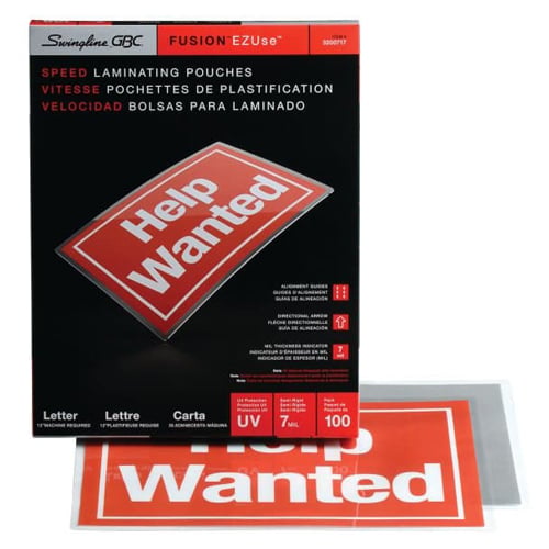 GBC Swingline EZUse 7mil Letter Size Speed Thermal Pouches 100pk - 3200717C