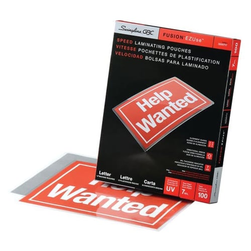 GBC Swingline EZUse 7mil Letter Size Speed Thermal Pouches 100pk - 3200717C