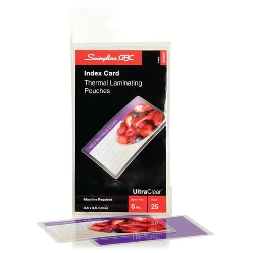 GBC Swingline 5mil UltraClear Large Index Card Size Thermal Laminating Pouches 25pk - 3202002C