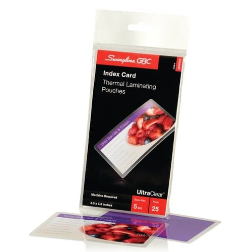 GBC Swingline 5mil UltraClear Large Index Card Size Thermal Laminating Pouches 25pk - 3202002C