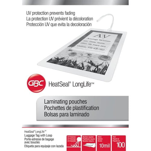 GBC Swingline LongLife 10mil Luggage Tag Size Thermal Laminating Pouches 100pk - 3202105 - Clearance Sale