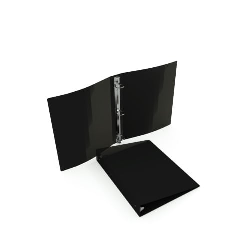 35 Gauge Black 5.5" x 8.5" Poly Round 3-Ring Binders - 100pk