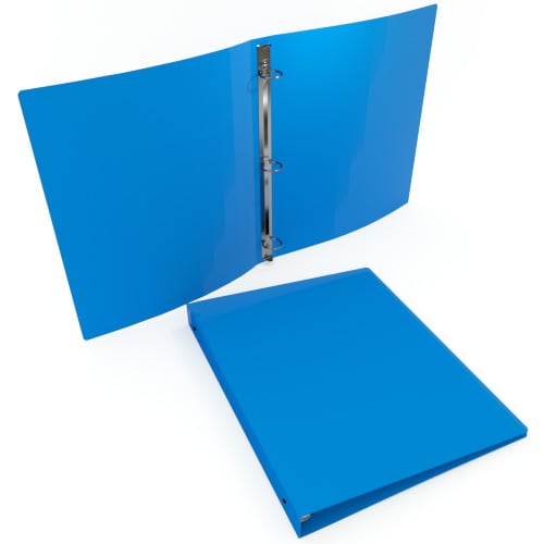 35 Gauge Colonial Blue 11" x 8.5" Poly Round 3-Ring Binders - 100pk