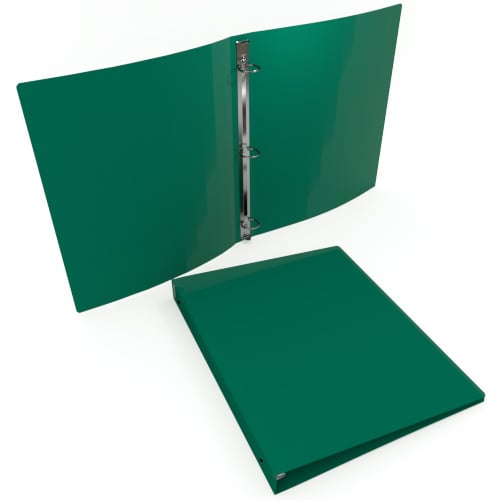 1-1/2" Green 35 Gauge 11" x 8.5" Poly Round 3-Ring Binders - 100pk