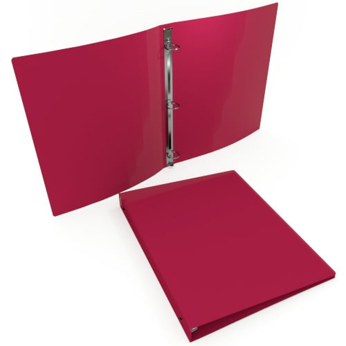 35 Gauge Maroon 11" x 8.5" Poly Round 3-Ring Binders - 100pk