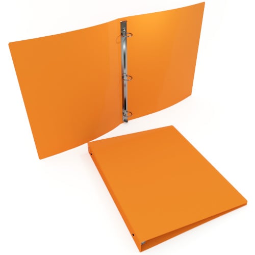 35 Gauge Orange 11" x 8.5" Poly Round 3-Ring Binders - 100pk