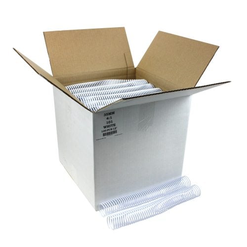 35mm White 4:1 Pitch Spiral Binding Coil - 100pk