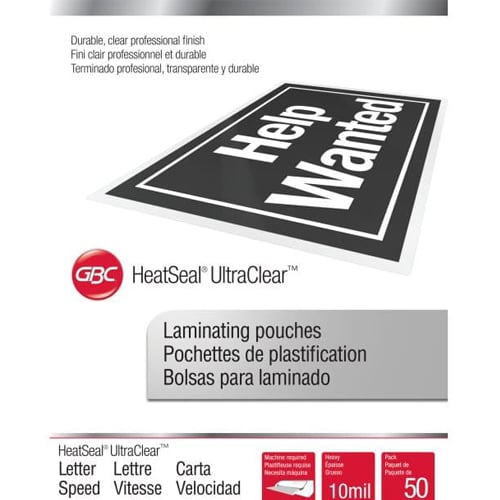 GBC Swingline 10mil UltraClear Letter Size Speed Thermal Pouches 50pk - 3745091B - Clearance Sale