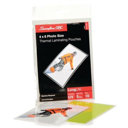 GBC Swingline LongLife 5mil 4" x 6" Photo Size Thermal Laminating Pouches 10pk - 3747322B
