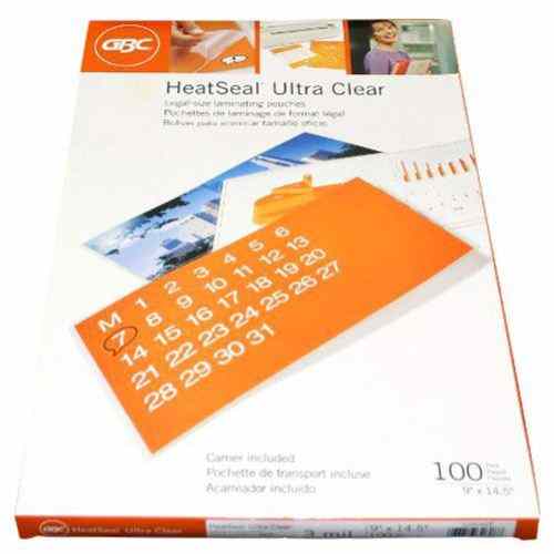 3mil GBC HeatSeal Ultra Clear Legal Size Laminating Pouches 100pk - 3200408