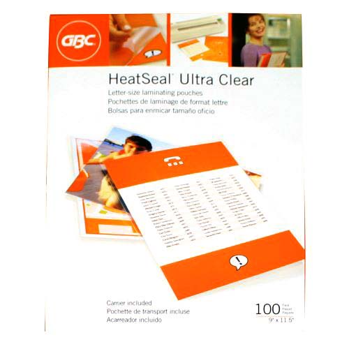 3mil GBC HeatSeal Ultra Clear Letter Size Pouches 100pk - 3200401