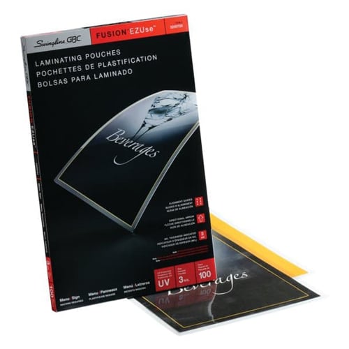 GBC Swingline EZUse 3mil Menu Size Thermal Laminating Pouches 100pk - 3200720C