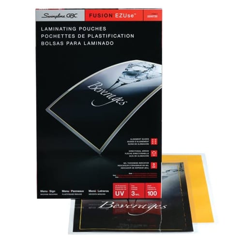 GBC Swingline EZUse 3mil Menu Size Thermal Laminating Pouches 100pk - 3200720C