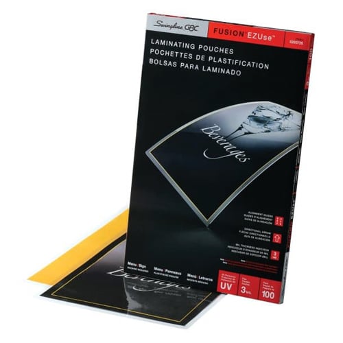 GBC Swingline EZUse 3mil Menu Size Thermal Laminating Pouches 100pk - 3200720C