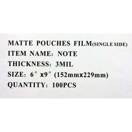 3mil Matte Clear Note Card Size Laminating Pouches - 100pk