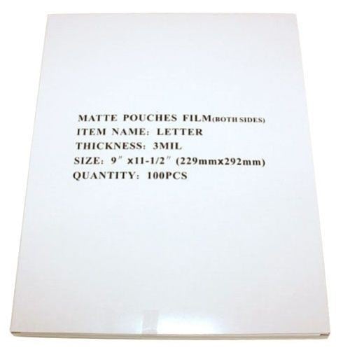 3mil Matte (Front and Back) Letter Size Laminating Pouches - 100pk - Clearance Sale
