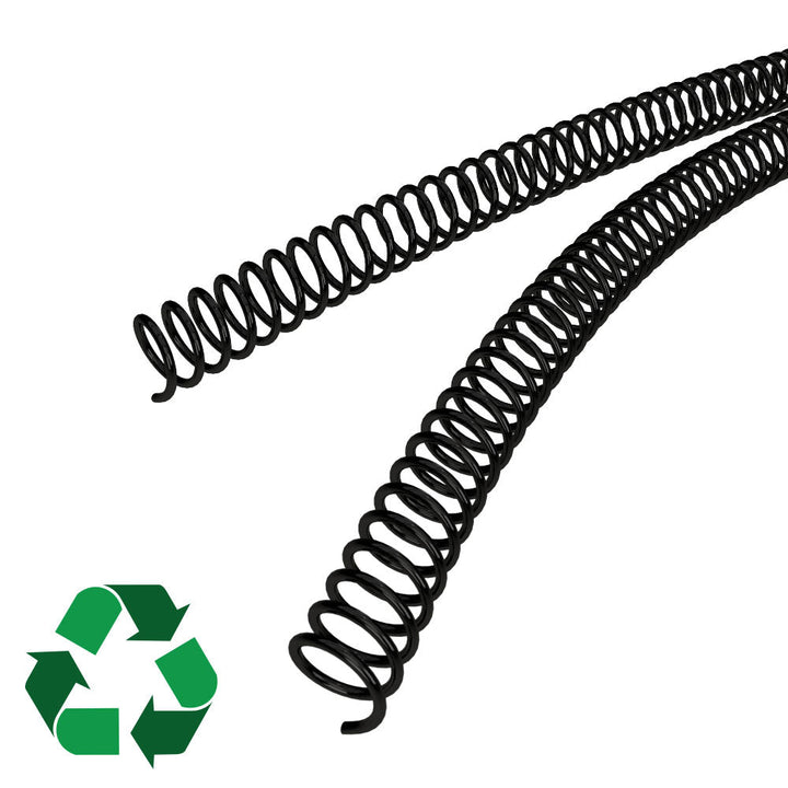 15mm Black Eco-Coil 4:1 Recycled Spiral Binding Coils - 100pk
