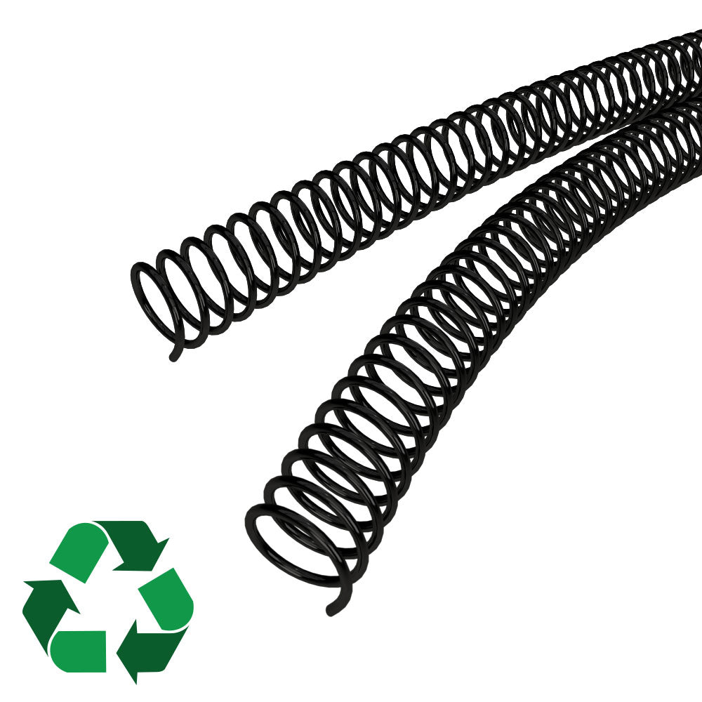 20mm Black Eco-Coil 4:1 Recycled Spiral Binding Coils - 100pk
