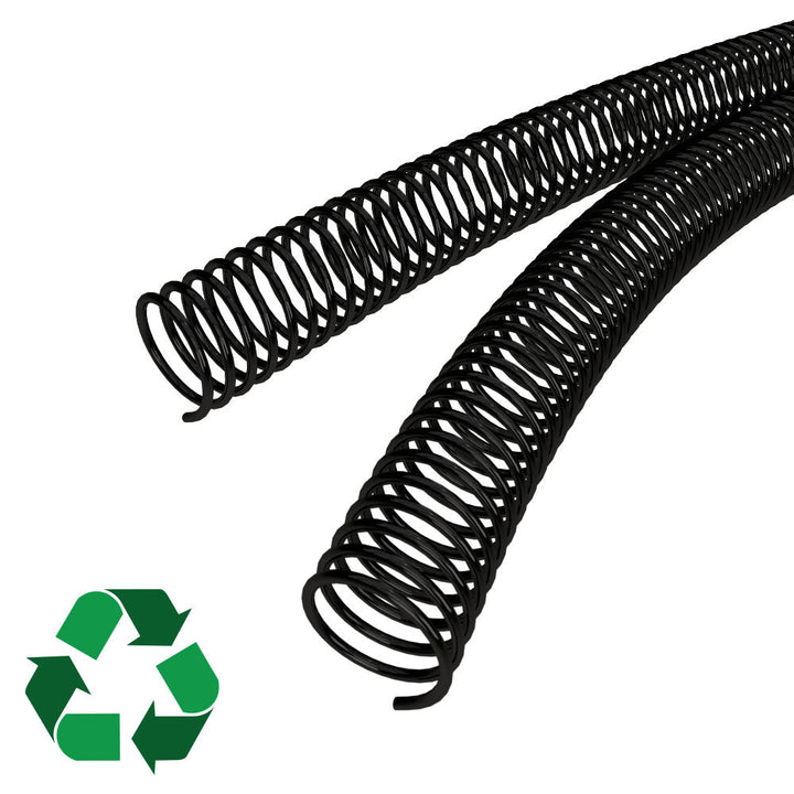 38mm Black Eco-Coil 4:1 Recycled Spiral Binding Coils - 100pk