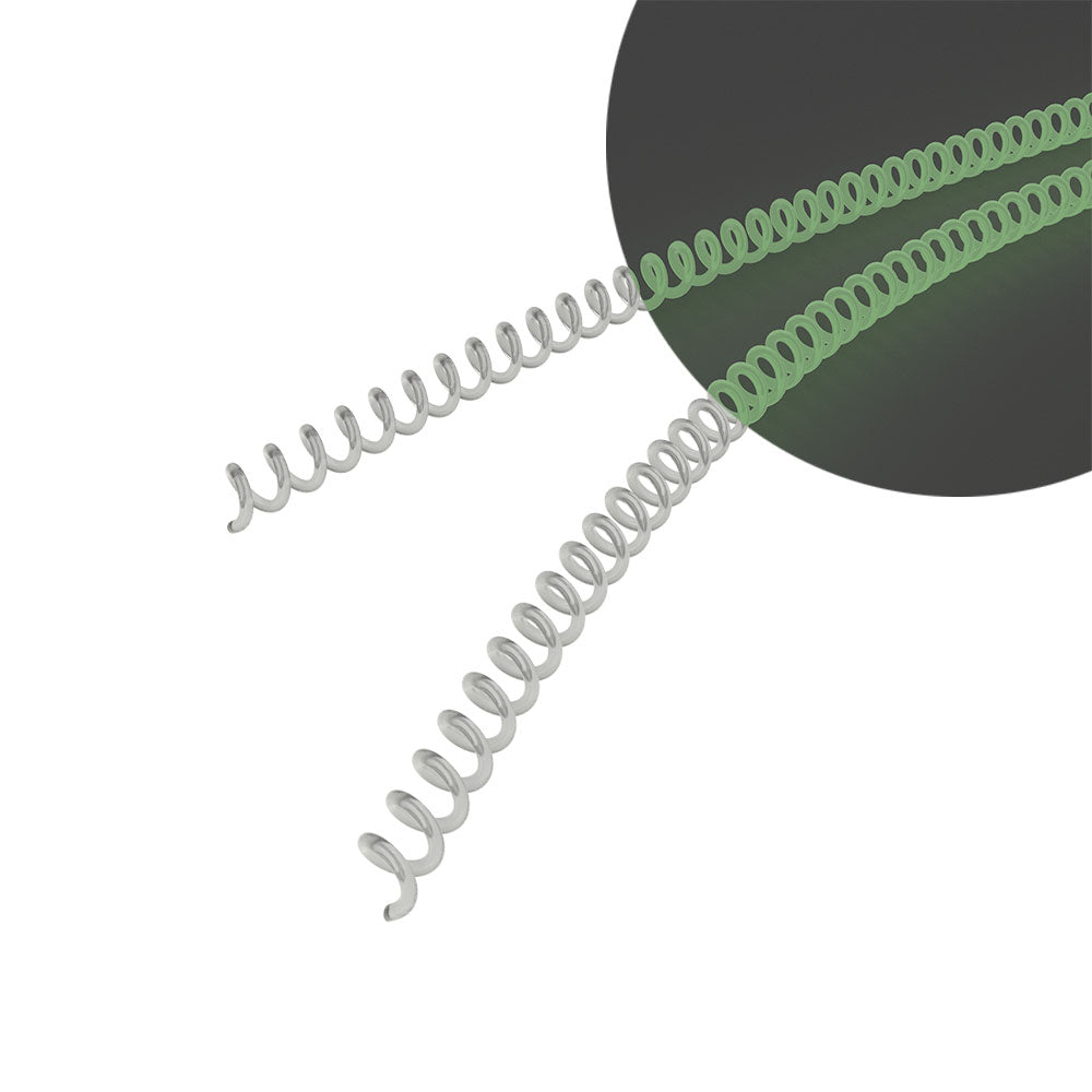 10mm Glow in the Dark 4:1 Pitch Spiral Binding Coil - 100pk