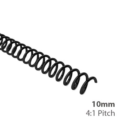 10mm 4:1 Pitch Plastic Spiral Binding Coil - 100pk