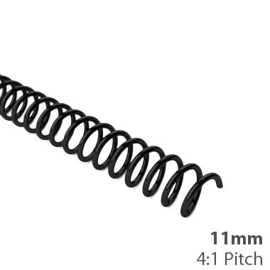 11mm 4:1 Pitch Plastic Spiral Binding Coil - 100pk