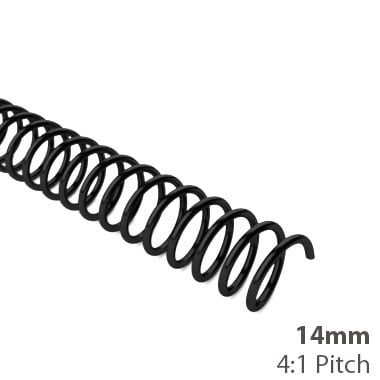 14mm 4:1 Pitch Plastic Spiral Binding Coil - 100pk