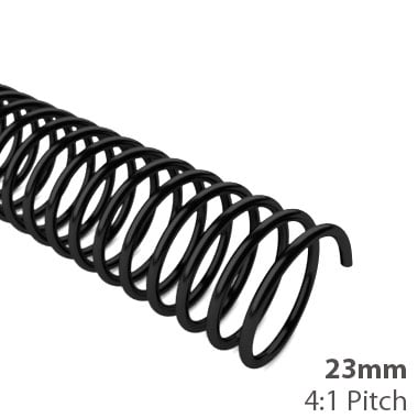 23mm 4:1 Pitch Plastic Spiral Binding Coil - 100pk
