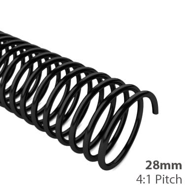 28mm 4:1 Pitch Plastic Spiral Binding Coil - 100pk