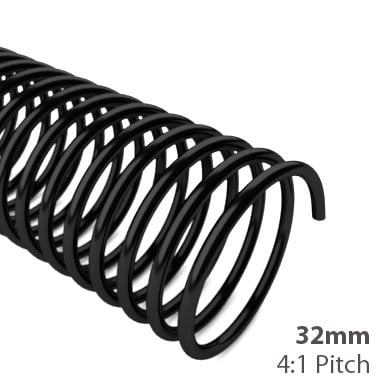 32mm 4:1 Pitch Plastic Spiral Binding Coil - 100pk