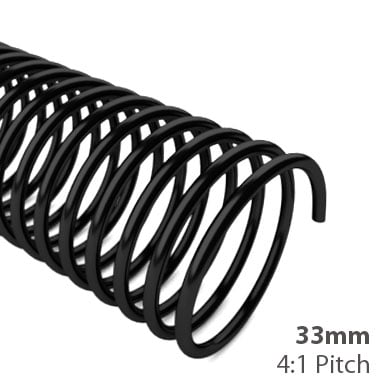 33mm 4:1 Pitch Plastic Spiral Binding Coil - 100pk