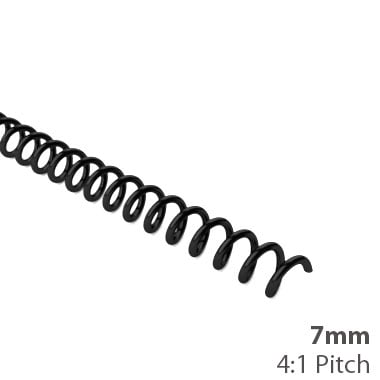 7mm 4:1 Pitch Plastic Spiral Binding Coil - 100pk