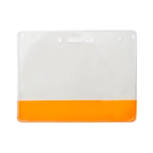 4" x 3" Vinyl Horizontal Badge Holders with Translucent Colored Bar - 100pk