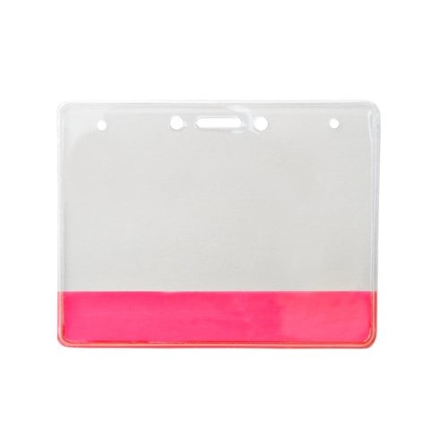 4" x 3" Vinyl Horizontal Badge Holders with Translucent Colored Bar - 100pk
