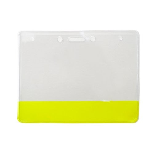 4" x 3" Vinyl Horizontal Badge Holders with Translucent Colored Bar - 100pk