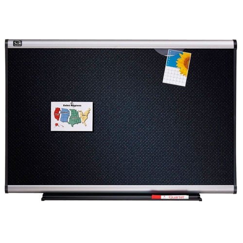 Quartet 4' x 4' Connectable Modular Black Foam Bulletin Board with Aluminum Frame - MB04F6