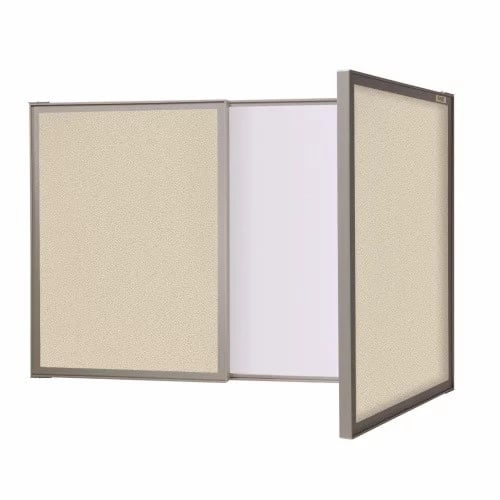 Ghent VisuALL PC Whiteboard Cabinets with Fabric Bulletin Board Exterior Doors