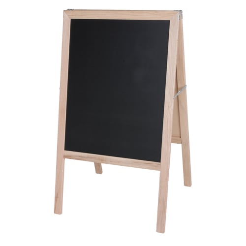 42" x 24" Two-Sided Black Chalkboard Signage Easel w/ Natural Wood Frame