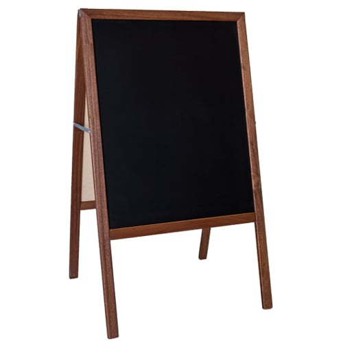 42" x 24" Two-Sided Black Chalkboard Signage Easel w/Stained Wood Frame