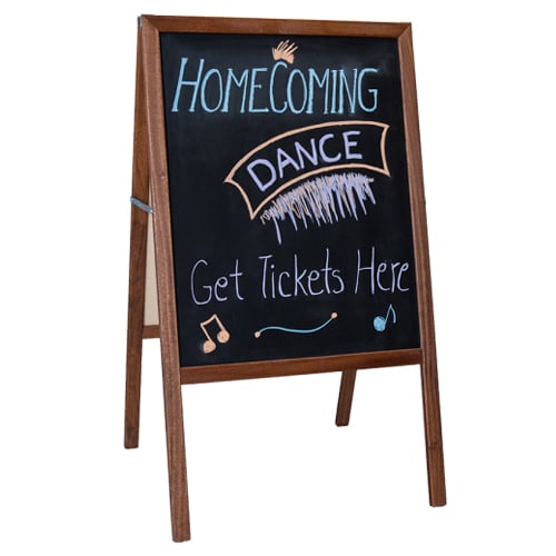 42" x 24" Two-Sided Black Chalkboard Signage Easel w/Stained Wood Frame