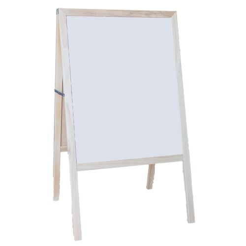 42" x 24" White Dry Erase/Black Chalkboard Signage Easel w/ Natural Wood Frame