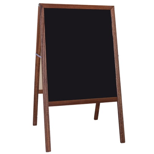 42" x 24" White Dry Erase/Black Chalkboard Signage Easel w/ Stained Wood Frame