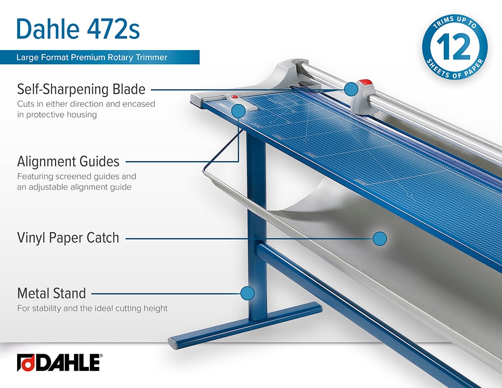 Dahle Model 472S 72" Premium Rolling Trimmer With Stand