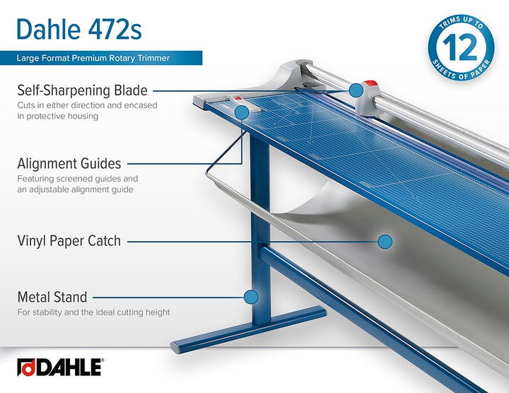 Dahle Model 472S 72" Premium Rolling Trimmer With Stand