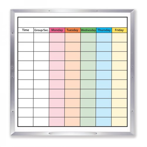 48" x 48" Class Schedule Dry-Erase Board with Aluminum Frame
