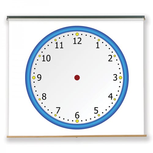 48" x 63" Blank Clock Face Pull-Down Dry-Erase Chart