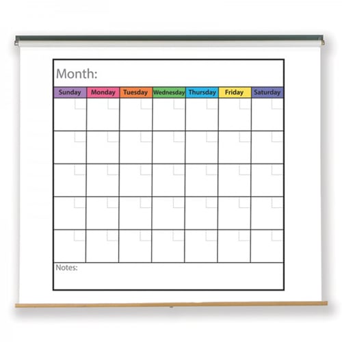 48" x 63" Monthly Calendar Pull-Down Dry-Erase Chart