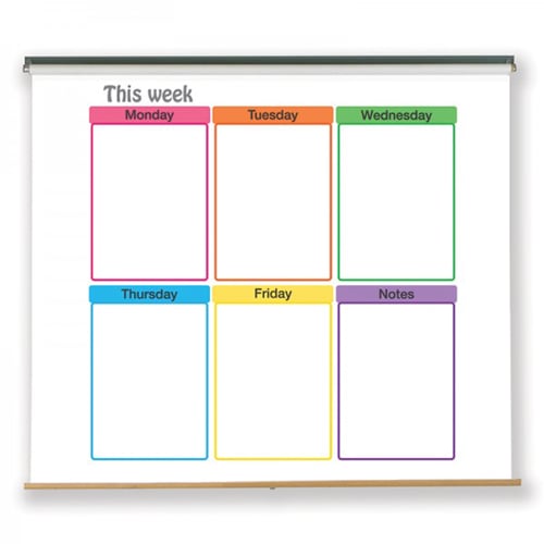 48" x 63" Weekdays Schedule Pull-Down Dry-Erase Chart